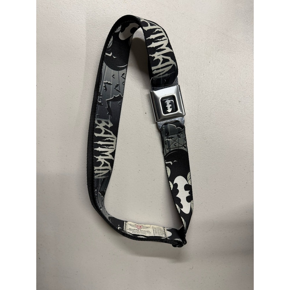 Buckle-Down Batman Seatbelt Belt Black Gray Comic Print Bat-Signal Adjustable